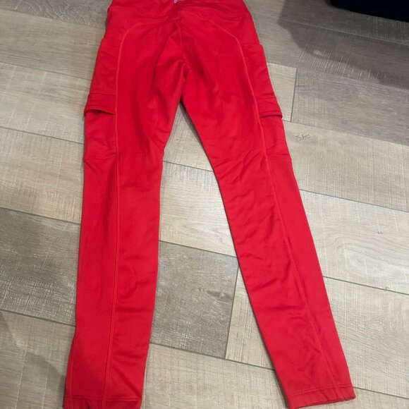 PINK ACTIVE WOMENS RED LEGGINGS MEDIUM - Picture 7 of 7